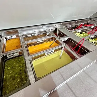 a variety of condiments