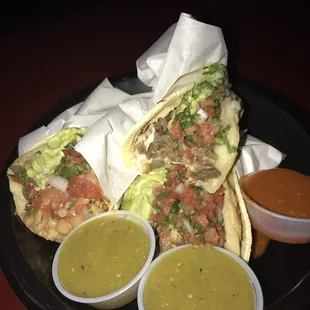 Tacos de Asada, chicken &amp; lengua. Amazing!!!!!