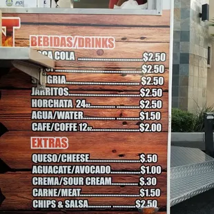a menu for a mexican restaurant