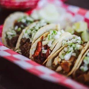 Tacos de la Abuela, Handmade tortilla, with your choice of meat, lime, cilantro &amp; onion