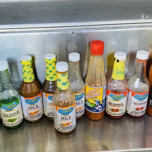 a variety of sauces