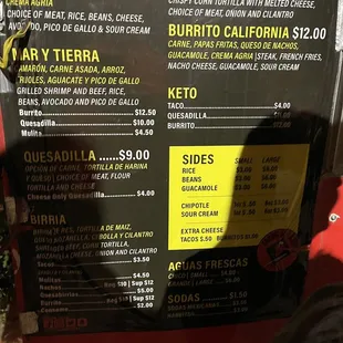 menu