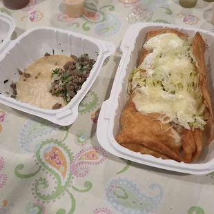 Chimichanga and street tacos