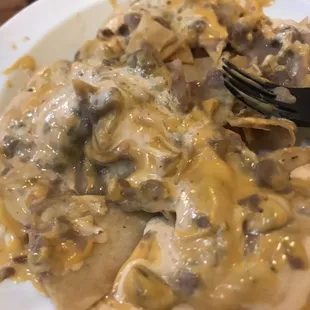 Disgusting 9$ nachos.  No jalapeños, guacamole or sour cream. Just beans and cheese.
