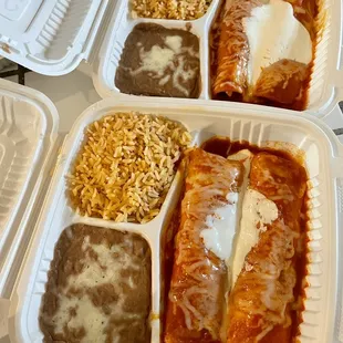 Chicken and Pork Enchiladas.