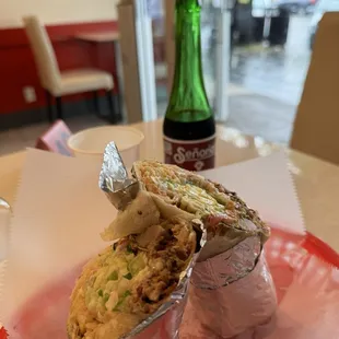 Carnitas Super Burrito with a Sangria (nonalcoholic)