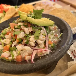 a bowl of mexican food