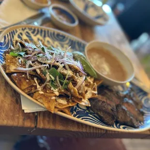 Chilaquiles con Carne Asada Plate