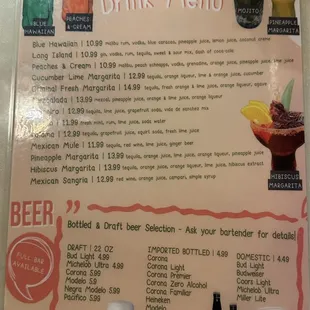 Drink menu!!! Very tasty hibiscus Margarita freshly made in house must try!!!