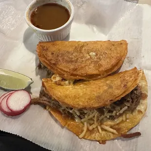 Birra quesadilla with meat and cheese only