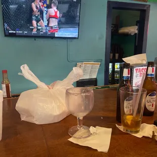 As we sit at the bar with no server