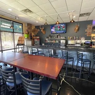 tables and chairs in a restaurant