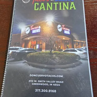Menu cover
