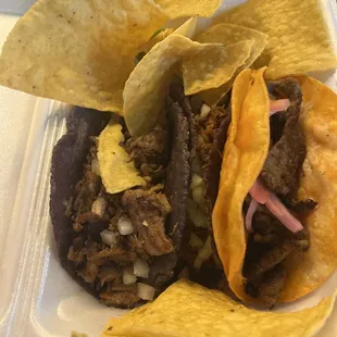 so good it is steak briaa taco and chips yumm