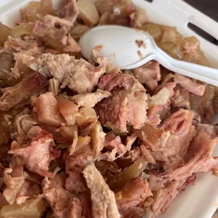 a plate of meat and vegetables