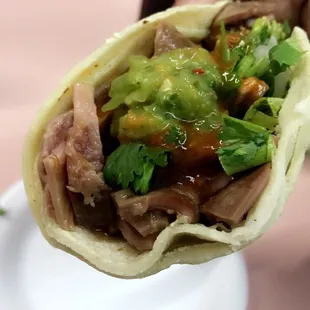 Taco de buche (bomb) with hot spicy guac!