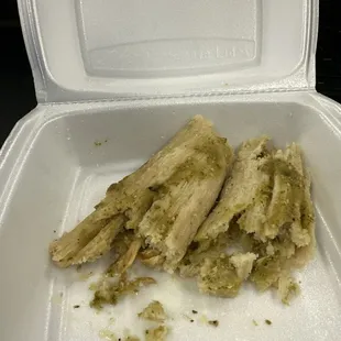 2 chicken tamales with green salsa  Green Sauce Chicken Tamale a la carte