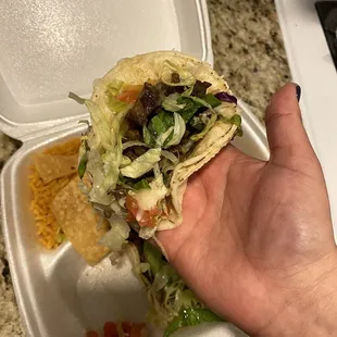 Two Tacos Combo  so small and up charged for asada !!