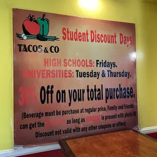 Student discounts