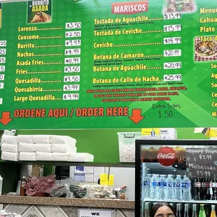 Mariscos &amp; burrito menu