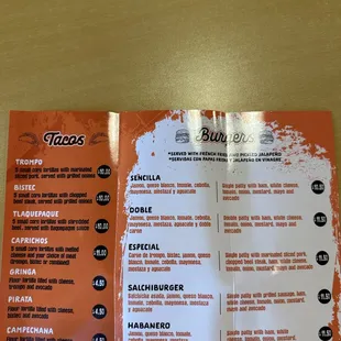 Inside of menu