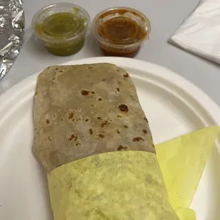 Large Breakfast burrito - ham, potatoes, egg and cheese $9