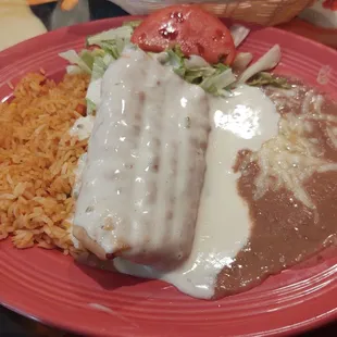 Shredded Chicken Blanco Chimichanga