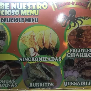 a menu for a mexican restaurant