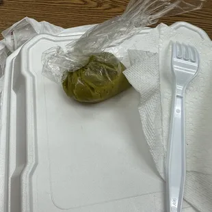 There's my salsa in a little baggie tied up in a knot -  good luck getting that open by the way