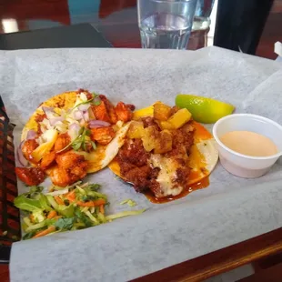 ows a taco and a salad