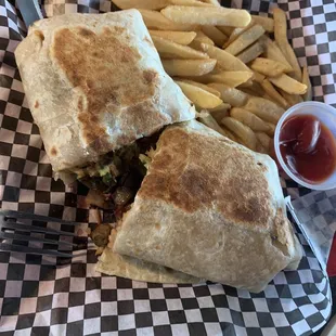 XXL burrito w/ fries- filled with meat