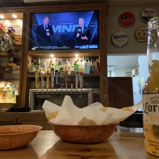 a television in the background