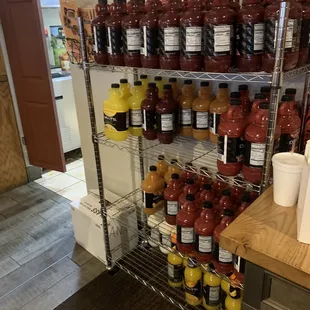 Look at all the mixes!  Should probably be behind the bar or in the back.