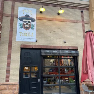 Temporary sign out front.