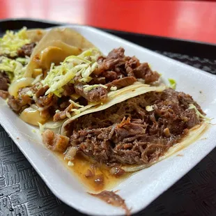Cabeza (left), Apson (middle), and Costillas (left) Tacos
