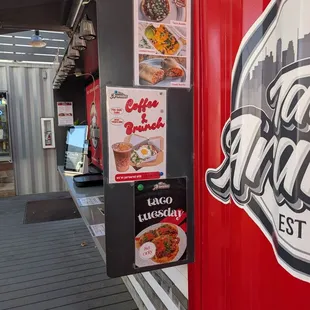 Signs on the side of the ordering window
