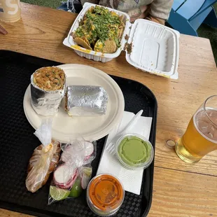 Al pastor Chile relleno burrito with asada nachos