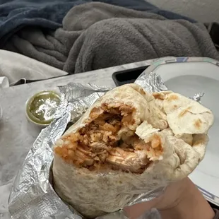 inside of pollo burrito