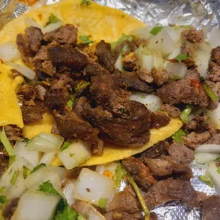 Meat was very dried and hard, put to many onions, cilantro was pale and bearly any.  Had to pick the hard meat out. Very dissatisfied.