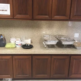 Catering buffet set up for Solar city includes chaffing dishes and sterno !!