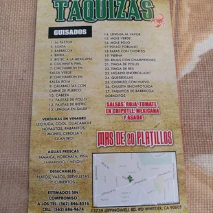menu