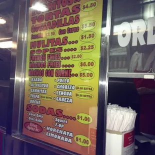 Picture of their menu
