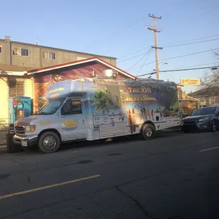 Outside of the taco truck