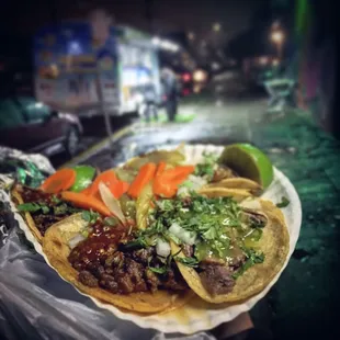 Tacos in the rain.