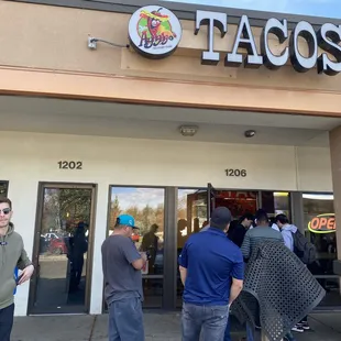 Line in parking lot - noon