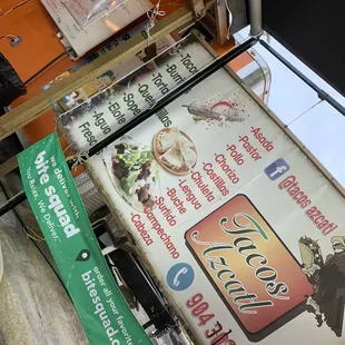 Some of the menu options