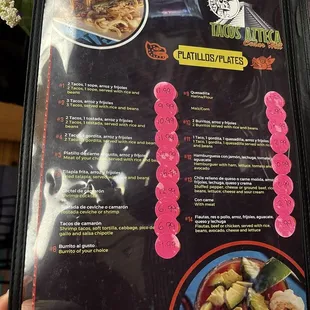 sushi and sashimi, menu