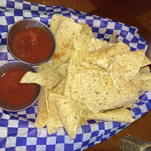 Chips and dip the usual salsa was good when added some green salsa verde they have.