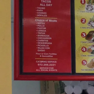 The various options of meats.