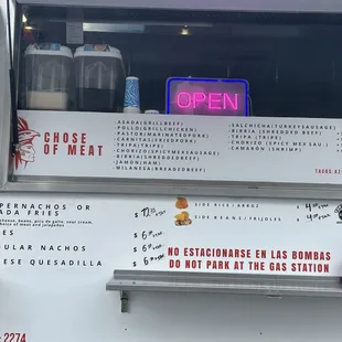 Taco menu